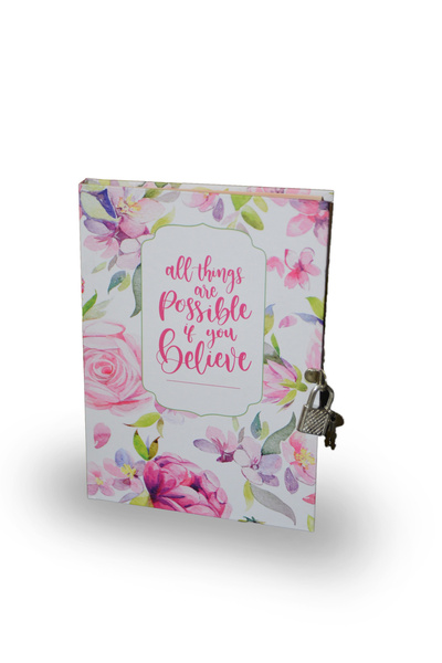 Araste دفتر تذكاري على شكل زهرة الفاوانيا الوردية مع قفل، جدول أعمال