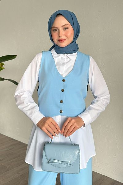 InStyle طقم أطفال ثلاثي مع سترة زرقاء