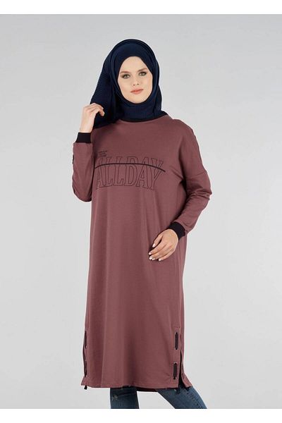 TRENDTESETTÜR Women's Coffee (Tile) t 73905 Allday-Knitted Hijab Tunic