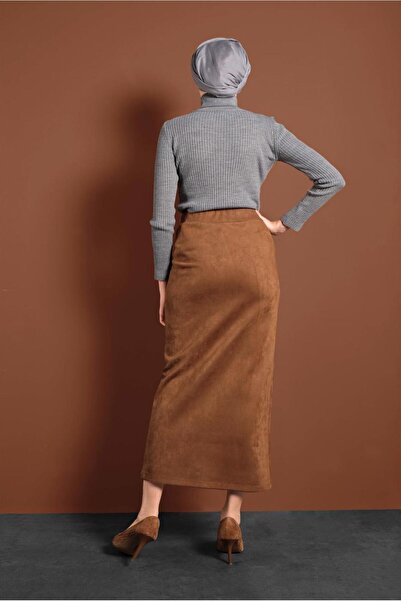TRENDTESETTÜR High Waist Lycra Suede Skirt 6060