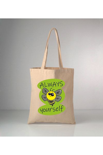 GİFTORA Our Animals Bee Yourself Printed Raw Cloth Shoulder Bag 35X40 cm
