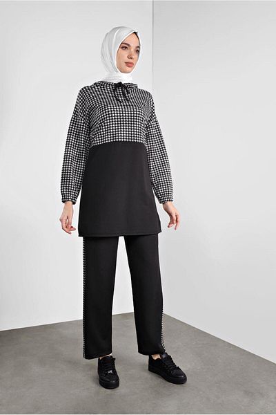 TRENDTESETTÜR 6346 Σετ αθλητική φόρμα με μοτίβο Houndstooth