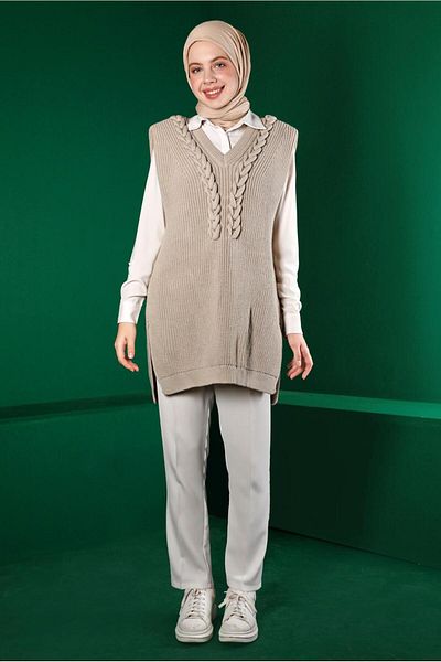 Alvina Knitwear Sweater 43123 - Padded and Knitted Detail