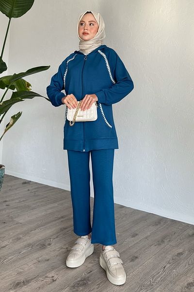 InStyle مجموعة من قطعتين باللون الأزرق من Shepherd Stitch مع سحاب