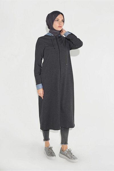 TRENDTESETTÜR Γκρι ANTHRACITE Γυναικείο μπουφάν με κουκούλα με φερμουάρ - 0729