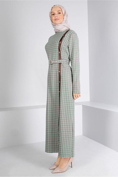 Alvina Φόρεμα με ζώνη Houndstooth - 43405