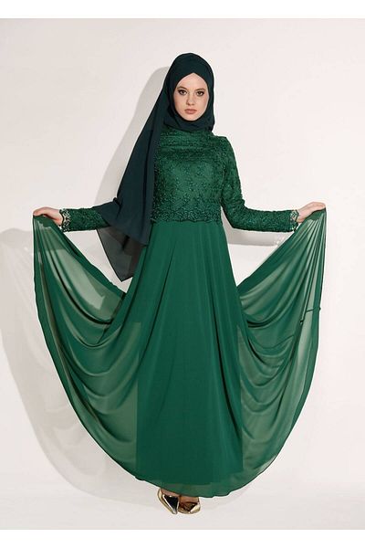 TRENDTESETTÜR Γυναικείο βραδινό φόρεμα Green Laced - 5108