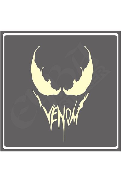EYBA STİCKER Autocolant Venom 16x12 Cm - Mașină, Motocicletă, Cască, Laptop, Sticlă Scrisă