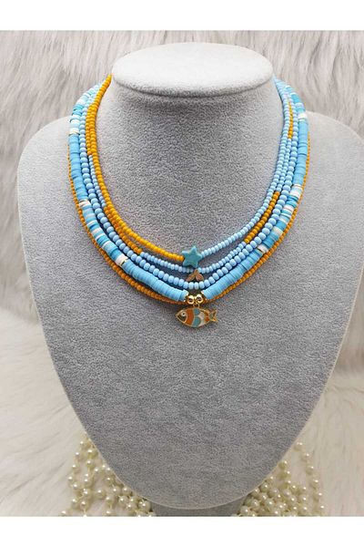 HAPPY HANDMADE 5-Piece Necklace Set Necklace Set Fimo Necklace Fish Figured Bead Necklace Set Crimping Stone Necklace