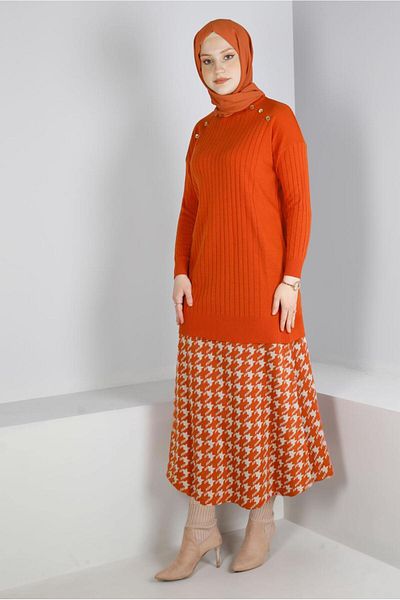 Alvina Tricotaj Fustă clopot cu model picior de gală - 60320