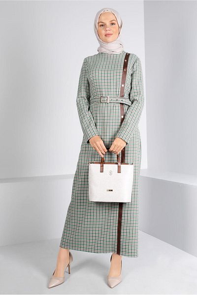 Alvina Φόρεμα με ζώνη Houndstooth - 43405