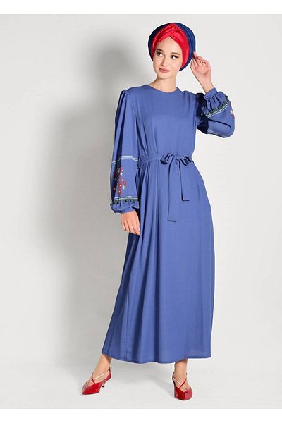 TRENDTESETTÜR Γυναικείο φόρεμα με μανίκια μπλε ναυτικό (INDIGO) 86071