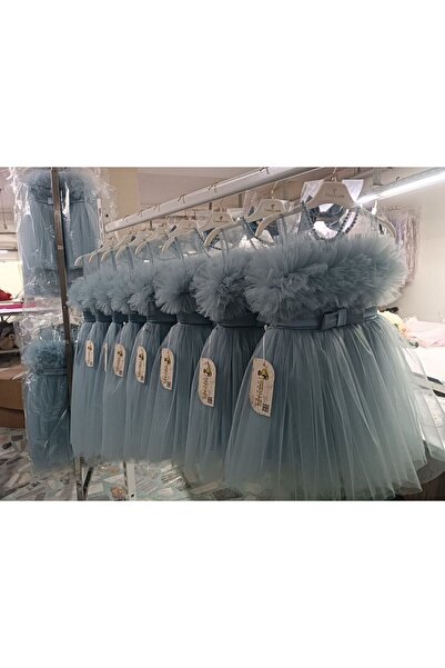 TREEMASS Abiye Kız çocuk Elbisesi Tüllü Saten İncili Düğün ve Doğum Günü