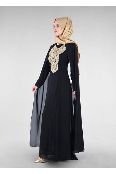 TRENDTESETTÜR Γυναικείο Μαύρο T 96525 Fy Collection-μανδύα βραδινό φόρεμα
