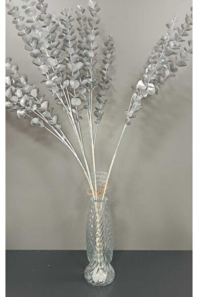 OSO HOME OSOHOME 2 Adet Gümüş Gri Rengi Yapay Okaliptüs 85 cm Şık Bir Dekoratif