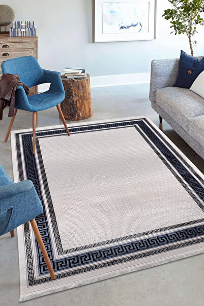 Zarif ZRF-1016-MAVİ Yumuşak Dokulu Akrilik Salon Halısı Dokuma Taban Yüksek K...