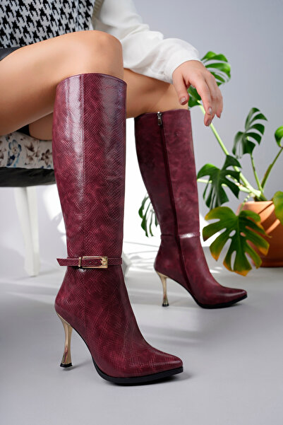 Topuk Sesim Cizme cu toc pentru femei DİVA GOLD DETAIL