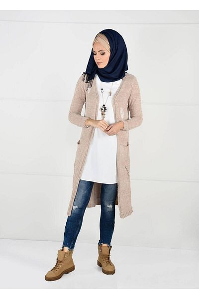 TRENDTESETTÜR Γυναικεία Κρέμα Σενίλ Βελούδινη Ζακέτα 0203