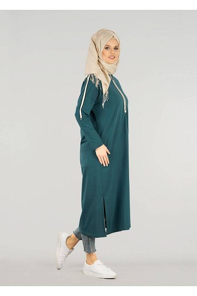 TRENDTESETTÜR Γυναικείο Πράσινο (NEFT GREEN) T 56015 Ολοήμερο χτενισμένο βαμβακερό χιτζάμπ