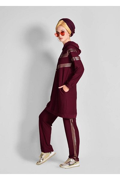 TRENDTESETTÜR Σετ αθλητική φόρμα με ριγέ κουκούλα - 4618