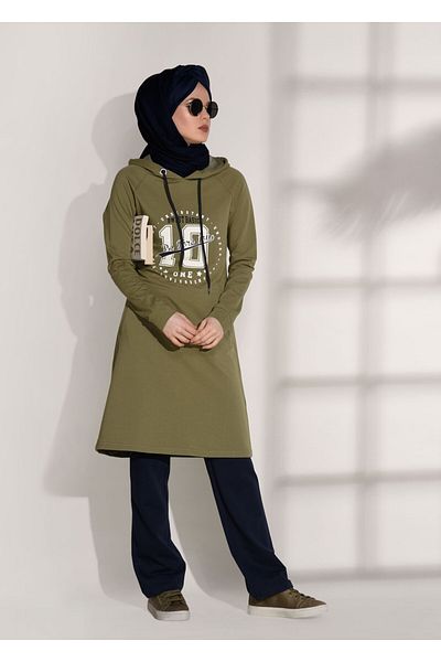 TRENDTESETTÜR 0708 Σετ αθλητικών φόρμας με στάμπα και λεπτομέρεια τσέπης