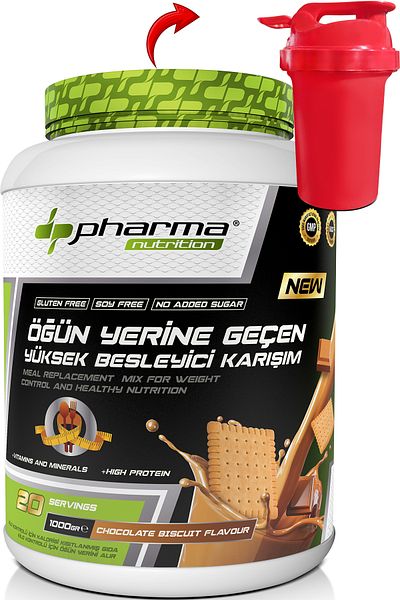 Pharma Nutrition Protein Lunch Powder Meal Replacement Nourishing Shake Chocolate Biscuit Flavored 20 Serving 1000 Gr