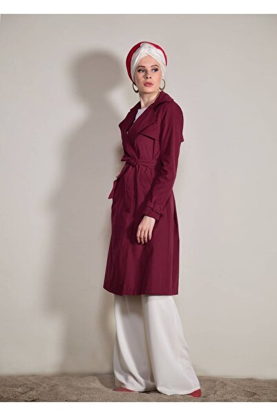 TRENDTESETTÜR مزدوجة الصدر طية صدر السترة جيب مفصلة خندق معطف 0876