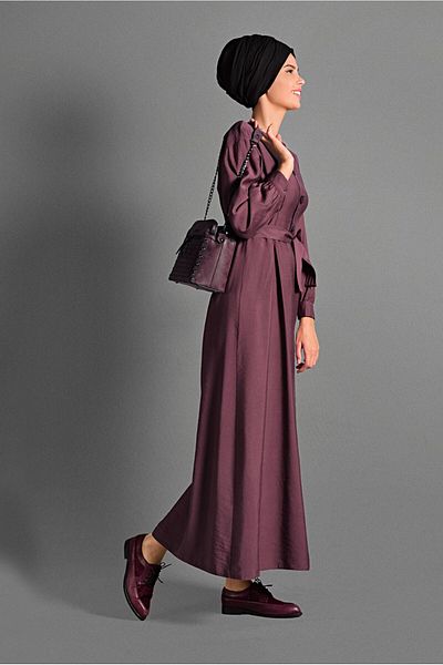 TRENDTESETTÜR Γυναικείο φόρεμα με κουμπιά Plum (A.MÜRDÜM) 6244