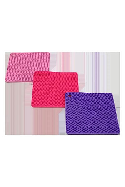 TARIK HOME Square Silicone Trivet |   Griddle-Shaped Honeycomb Patterned Silicone Teapot Pot Mat