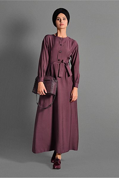 TRENDTESETTÜR Γυναικείο φόρεμα με κουμπιά Plum (A.MÜRDÜM) 6244