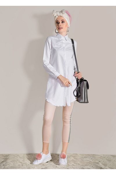 TRENDTESETTÜR Γυναικείο παντελόνι σε πούδρα - Glitter Stripe, Skinny Leg, Model 3409