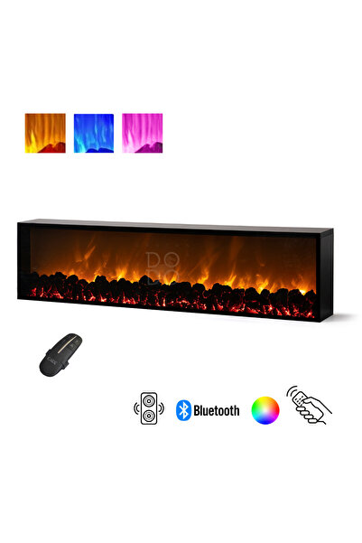 DOME Elektrikli Şömine 120 X 30 Cm 3 Renkli Bluetooth Ses Sistemli Uzaktan Ku...