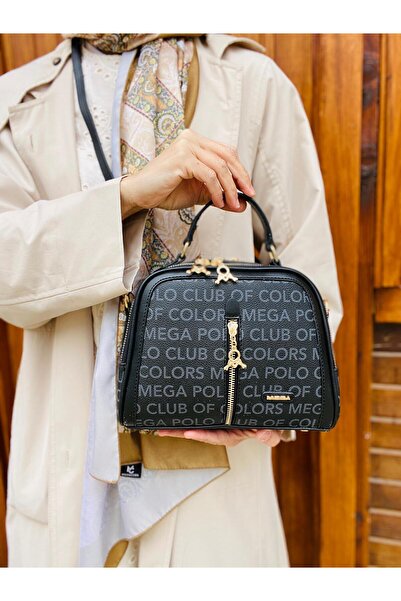 Mega & Polo Mega Polo Club Of Colors Geantă neagră pentru femei cu 6 comparti...