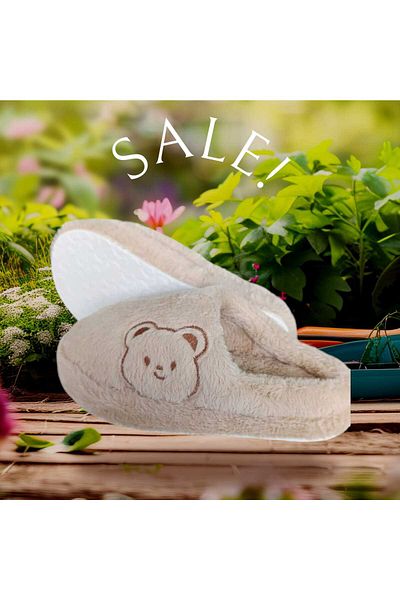 ÇEÇEN HOME Teddy Bear εμπριμέ βελούδινες γυναικείες παντόφλες σπιτιού Παντόφλες σπιτιού αφράτη αθόρυβη σόλα