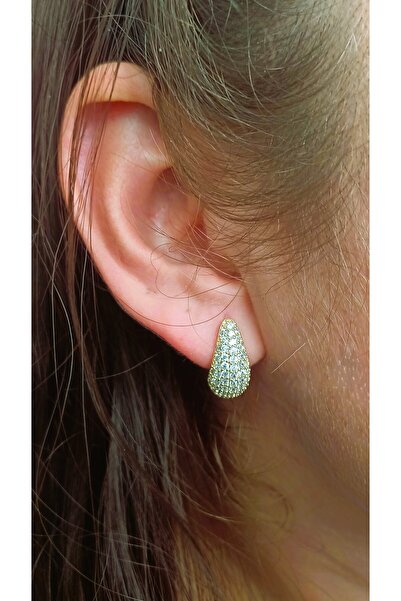 POKAK Kadın Zirkon Taşlı Damla Gözyaşı Moda Trend Küpe