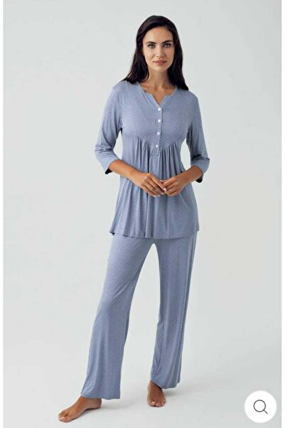 Artış Collection ARTIŞ Kadın Kısa Kollu Düğmeli Likralı Viskon Pijama Takımı 15204