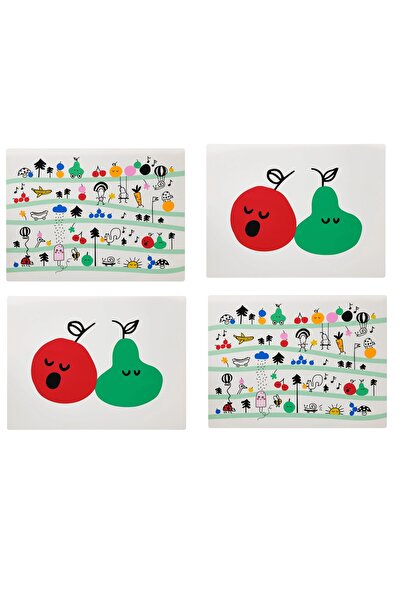 IKEA 4-комплект дитячих американських сервізів 40x30 см Ікеа 4 штуки американських різнокольорових нековзних сервізів білого кольору