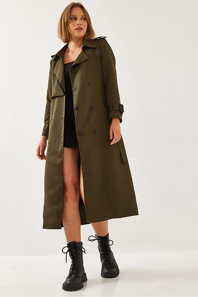 Bianco Lucci Damen Garni Windjacke Detail Clamshell Trenchcoat 2488 60261003