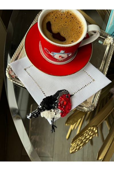 Hatice sakallı design Birdstone Coffee Side Presentation Napkin Compatible with 1 Cup