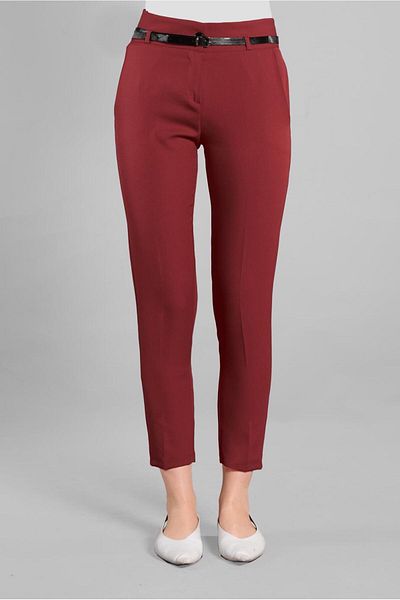 TRENDTESETTÜR Burgundy Carrot Trousers 6002 - Women's Waist