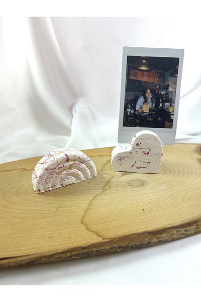 Melouro Set of 2 Splatter Daisy and Rainbow Photo and Card Holder - Note Holder and Name Holder