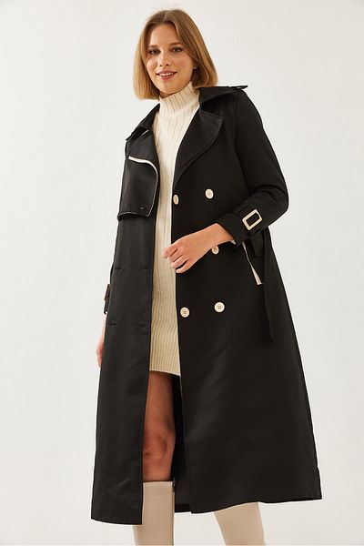 Bianco Lucci Women's Garni Windbreaker Detail Clamshell Trench Coat 2488 60261003