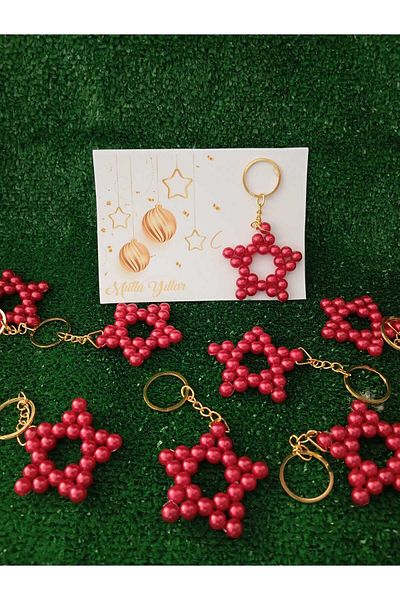 ZEKAAVM Christmas Gift 1 Piece Pearl Star Keychain