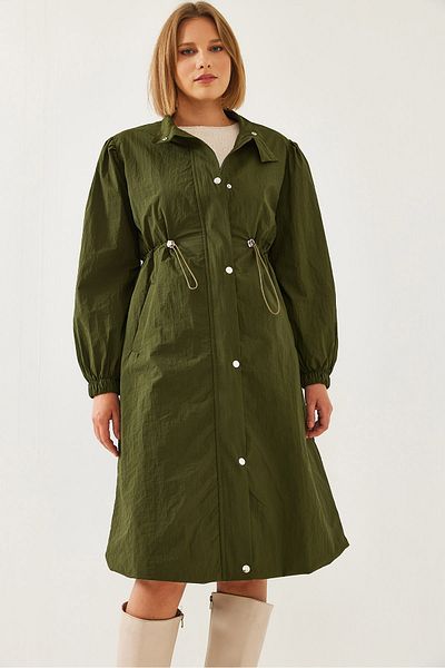 Bianco Lucci Women's Elastic Waist Long Raincoat 5939 60351240
