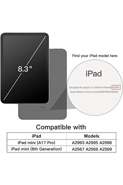 m.tk moveteck Apple Ipad Mini 7 Kılıf Akıllı Smart Uyku Modlu Standlı Şeffaf Smart Kapak A2993 A2995 A2996 A17pro