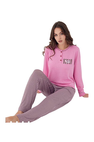 Olivera Dfn1441 Model Long Sleeve Women's Pajamas Set
