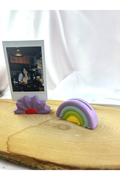 Melouro Set of 2 Colorful Daisy and Rainbow Photo and Card Holder - Note Holder and Name Holder