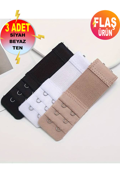 KEMSON Accesoriu de extensie pentru sutien din 3 piese - Atașament pentru agrafă și cătușe, culoarea pielii alb-negru