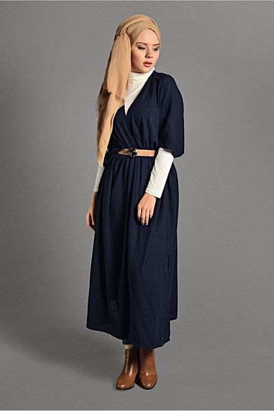 TRENDTESETTÜR Γυναικεία Ζακέτα Casual Navy Blue Elbow Sleeve 9130