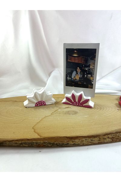 Melouro Fuchsia Design - Set of 2 Daisy Photo and Card Holder, Note Holder and Wedding Name Holder